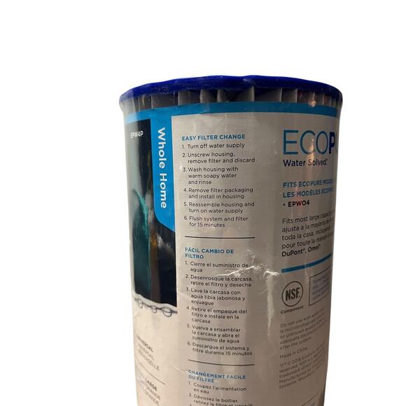 EcoPure EPW4P Pleated Whole Home Replacement Water Filter-Universal Fits Most... - Picture 3 of 3
